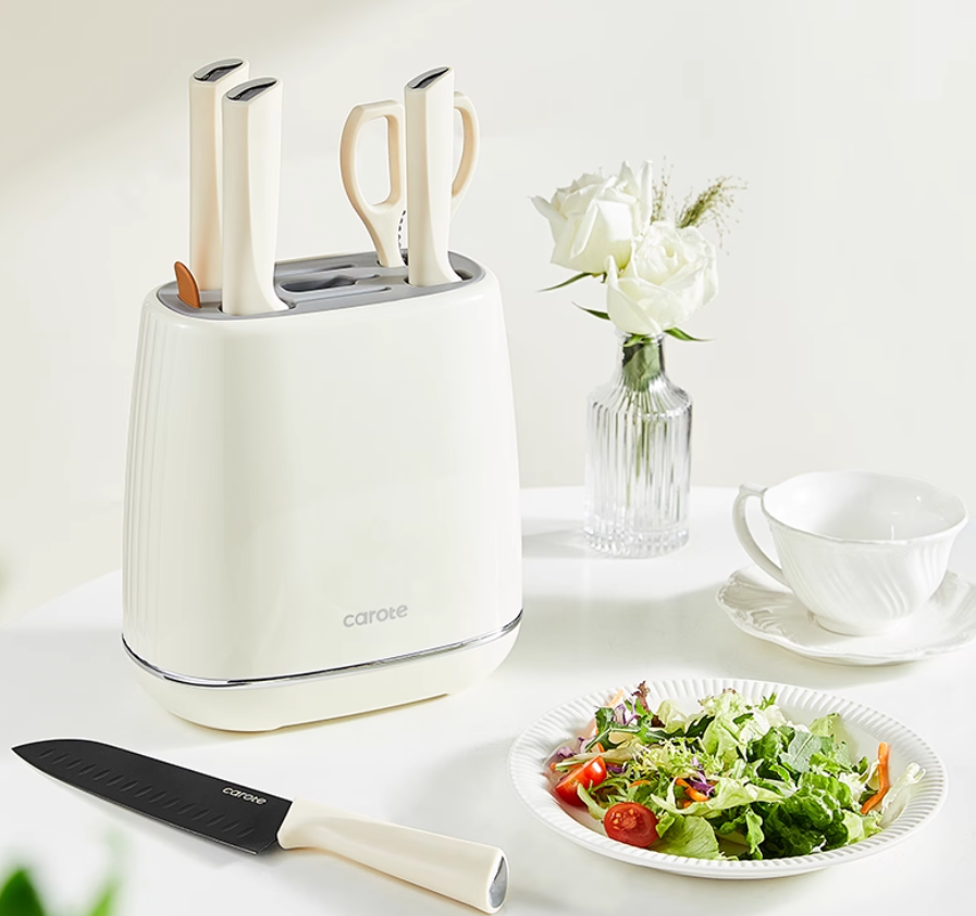 卡罗特抗菌钛刀具套装组合厨房全套菜刀菜板二合一家用菜刀板套装